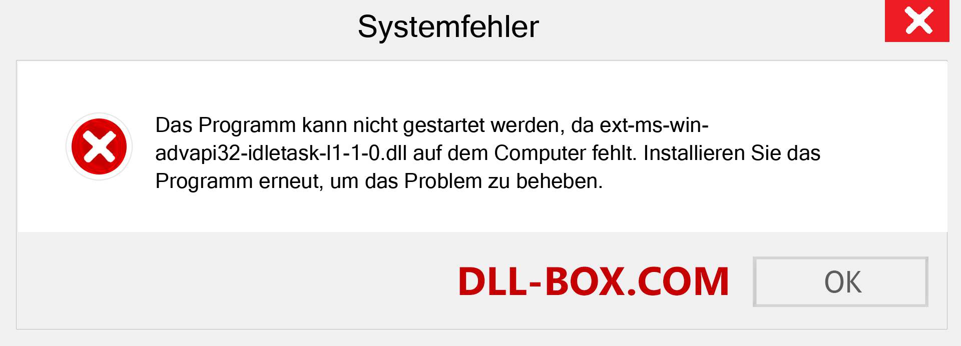 ext-ms-win-advapi32-idletask-l1-1-0.dll-Datei fehlt?. Download für Windows 7, 8, 10 - Fix ext-ms-win-advapi32-idletask-l1-1-0 dll Missing Error unter Windows, Fotos, Bildern